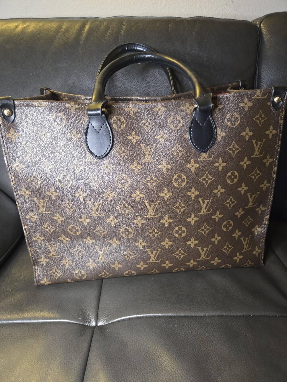 **SALE** Inspired Brown Monogram Laptop Bag with Black Handles